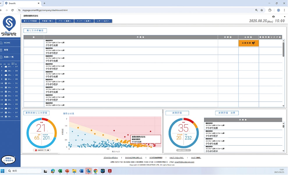 心拍注意の管理画面